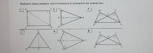 Найдите пары равных треугольников и докажите их равенство.​