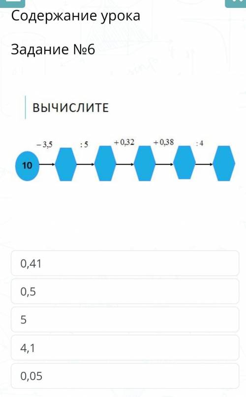 Содержание урока Задание №6￼0,410,554,10,05НазадПроверить​