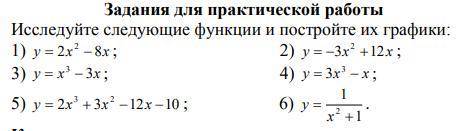 Полное исследование функции. Построение графиков функций. Распишите подробнее Скрин как делать. 2. С