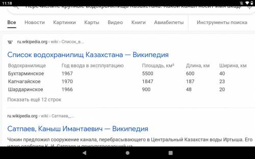 Перечисли крупные водохранилища Казахстана. Какой канал носит имя академика К.И. Сатпаева?​