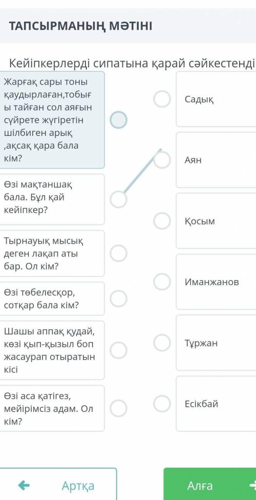 Кейыпкерлерды сипатына карай сәйкесттендір​