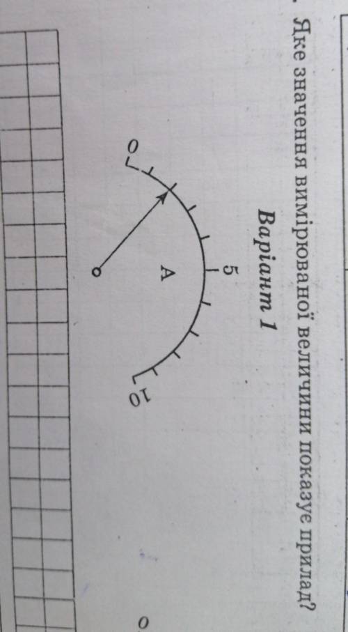 3. Яке значення вимірюваної величини показує прилад?Варіант 1