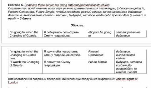 Ompose three sentences using different grammatical structures. Составь три предложения, используя ра