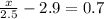 \frac{x}{2.5} - 2.9 = 0.7