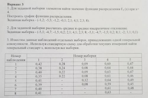 1. Для заданной выборки элементов найти значение функции распределения Fn(x) при х=4 Построить графи