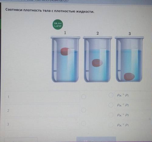 Соотнеси плотность тела с плотностью жидкости. BILMСепа23PKPI1Pжро2ржЯ p2РЖУРІB​