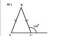 Найдите велечины углов A,B и C для каждого треугольника 110⁰​