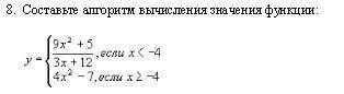 Составить алгоритм вычисления функции