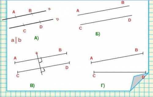 Укажите рисунки на которых приведены параллельные отрезки