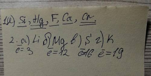 1. Напишите химические символы нижеприведенных элементов: а) кремний, ртуть, фтор, кальций, хром. Эл