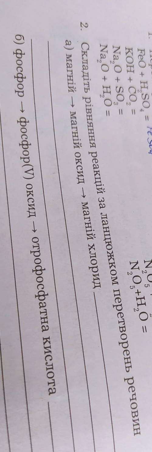 Виконайте вправи. 1. Перетворіть напівсхеми хімічних реакцій на відповідні рівняFeO + H,SO, = Fe SO4