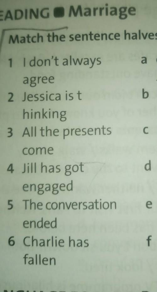 Match the sentence halves 1 don't alwaysagree 2 lessica ista of marrying Jimb in an argumenthinking