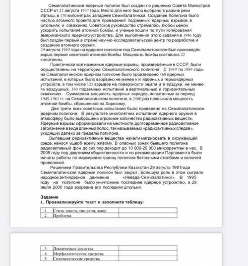 Задание прочитать текст и заполнить таблицу. Заранее большое ответившему