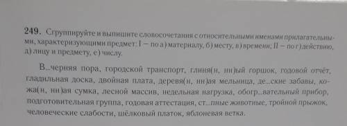 Сгрупируйте и выпишите словосочетания с относительными именами прилагательными характерезующими пред