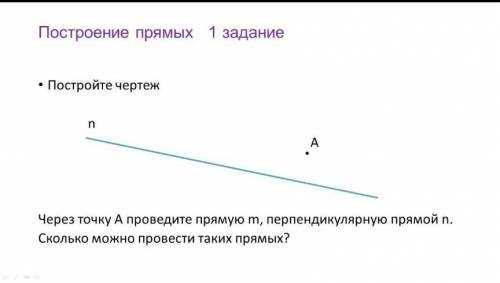 Через точку А проведите прямую m, перпендикулярную прямой n. Сколько можно провести таких прямых​