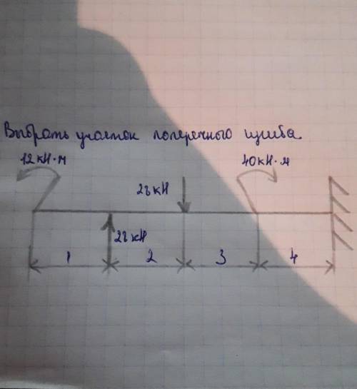 Решите задачу по механике, нужно выбрать участок поперечного изгиба​