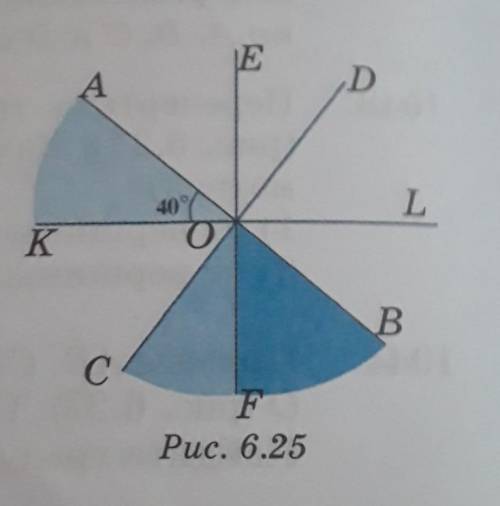 1050. (Прямая АВ перпендикулярна прямой CD.Прямая EF перпендикулярна прямой KL(рис. 6.25). <AOK =