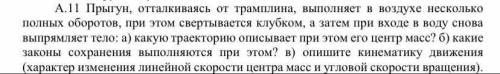 Прыгун, отталкиваясь от трамплина, выполняет в воздухе несколько полных оборотов (ответьте на вопрос