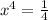 {x}^{4} = \frac{1}{4}