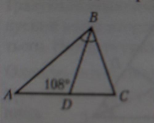 На рисунке АВ=АС, луч ВD-биссектриса угла АВС, угол АDВ=108 градусов. Найдите градусную меру угла С​