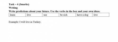 WritingWrite predictions about your future. Use the verbs in the box and your own ideas.learn live u