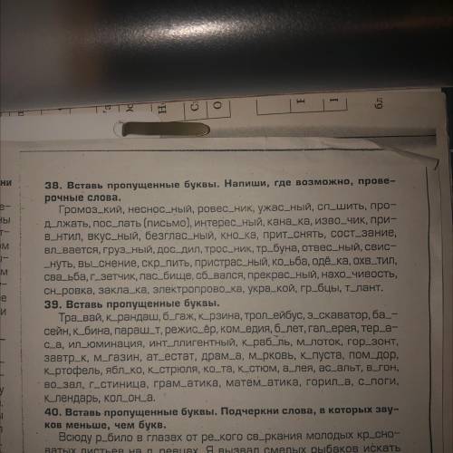 38. Вставь пропущенные буквы. Напиши, где возможно, прове- рочные слова.