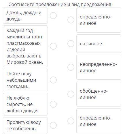 40 Б Соотнесите предложение и вид предложения