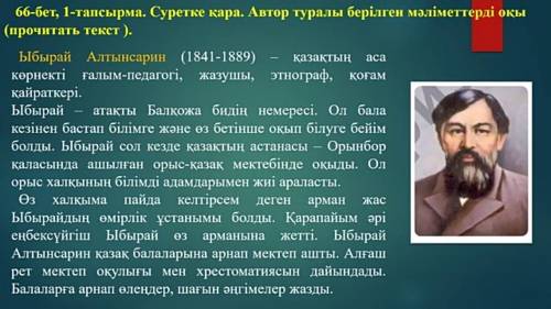 Ыбырай Алтынсарин кім? Ол қай қалада оқылды? В крации ответьте на два вопроса