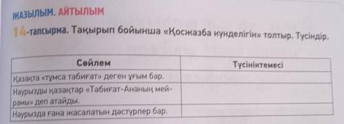 Тақырып бойынша «Қосжазба күнделігін» толтыр. Түсіндір.ЖАЗЫЛЫМ. АЙТЫЛЫМ​