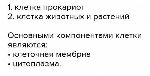 Задание 1.Определите 2 основных компонента клеток. (2)