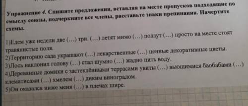 Спишите предложения, вставляя на месте пропусков подходящие по смыслу союзы, подчеркните все члены,