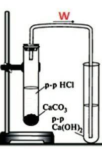 На рисунке показано взаимодействие карбоната кальция(мрамора) с соляной кислотой. Укажите, какой газ