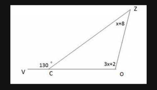 Используя теорему о внешнем угле треугольника, найди: значение х, угол Z, угол О Впечатай только отв