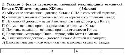 2. Укажите 5 фактов характерных изменений международных отношений Китая в XVIII веке – середине XIX