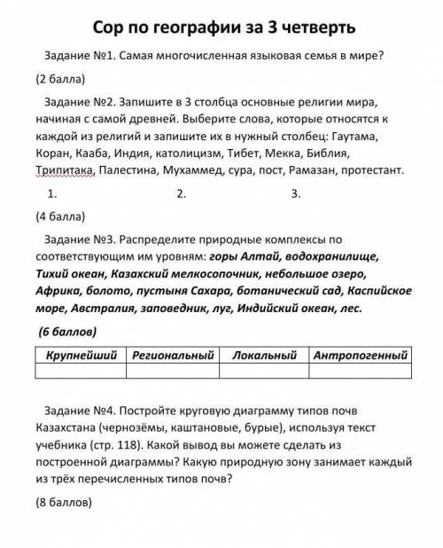 СОР ПО ГЕОГРАФИИ ЗА 1 ОТВЕТ КИНУ ЖАЛОБУ​