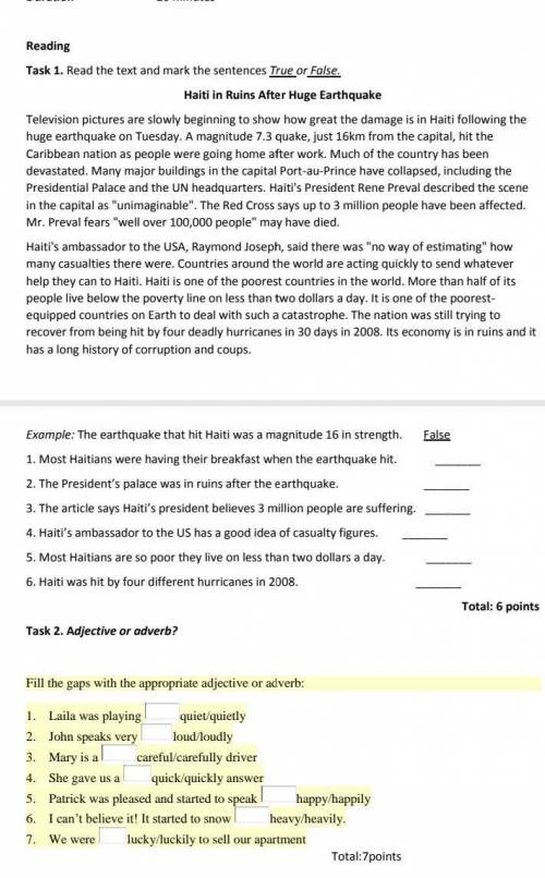 Summative assessment for the unit natural disasters