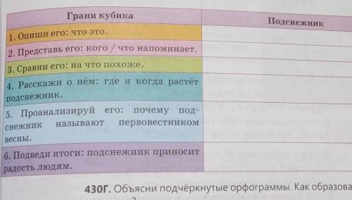 430в Разделитесь на группы. Опишите подснежник. Используйте кубик. Бросайте его, в зависимости от то