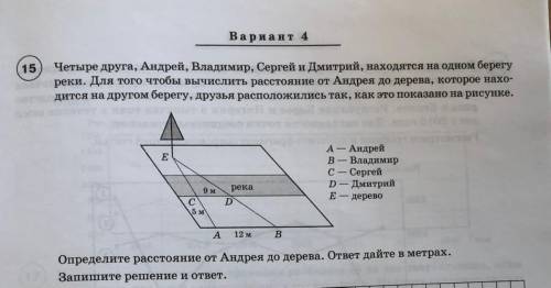 Впр по математике 8 класс: Определить расстояние от Андрея до дерева