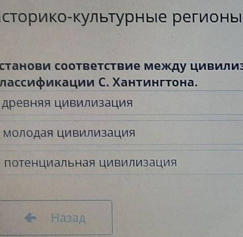 Установите соответствие между цивилизациями и их типами по времени возникновения согласных какой кла