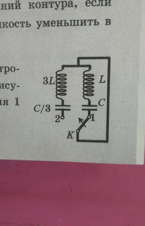 Как изменится период собственных электро- магнитных колебаний в контуре (см. рису-нок), если ключ к