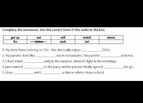 Complete the sentences. Use the correct form of the verbs in the box​