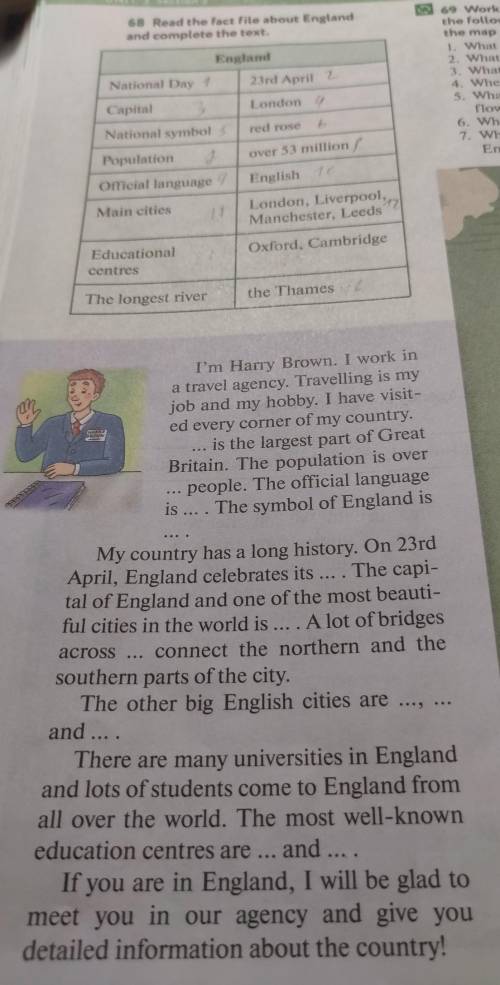 Read the fact file about England and complete the text. .​