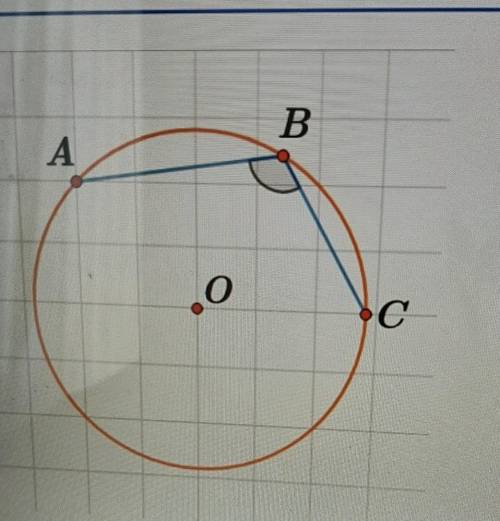 Лист сетки размером 1 × 1 имеет вписанный угол к окружности ABC. Затем найдите его угловой размер.​