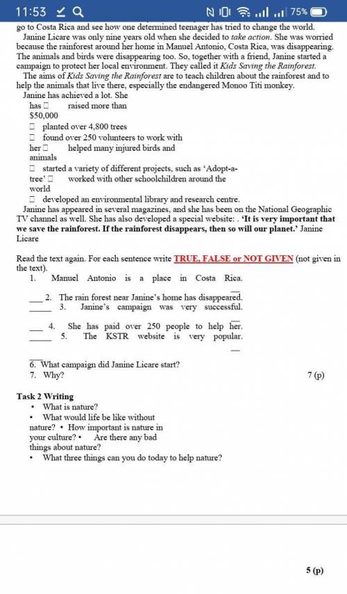 Read the text again. For each sentence write TRUE, FALSE or NOT GIVEN (not given in the text). 1. Ma