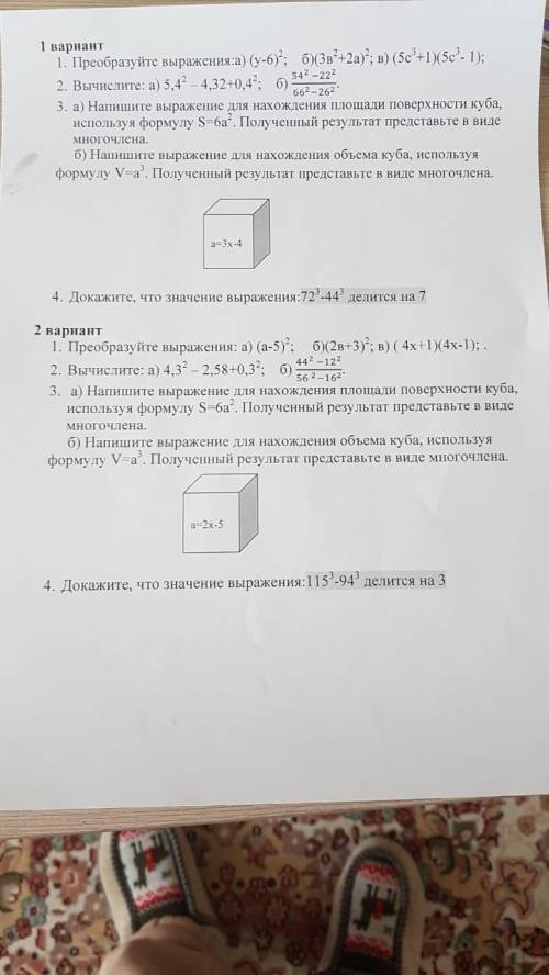 с скором по Алгебре . 1 вариант.