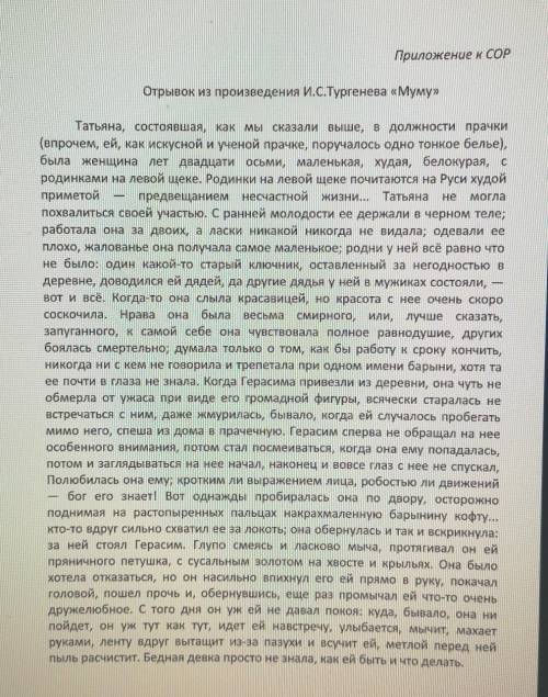 Прочитайте отрывок из рассказа И.С. Тургенева «Муму». Сделайте письменный анализ эпизода, опираясь н