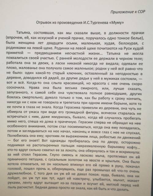 Прочитайте отрывок из рассказа И.С. Тургенева «Муму». Сделайте письменный анализ эпизода, опираясь н