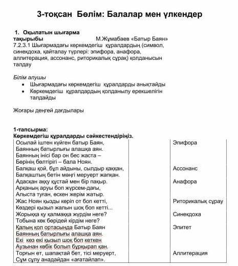 Балалар мен үлкендер» бөлімі бойынша жиынтық бағалау жауабы барма сурет ​