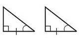 Визначте за малюнком, ознаку рівності прямокутних трикутників а за катетом і прилеглим гострим кутом