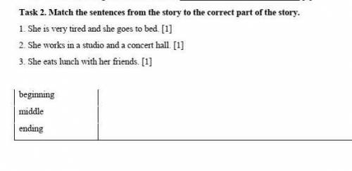 Task 2. Match the sentences from the story to the correct part of the story. 1. She is very tired an